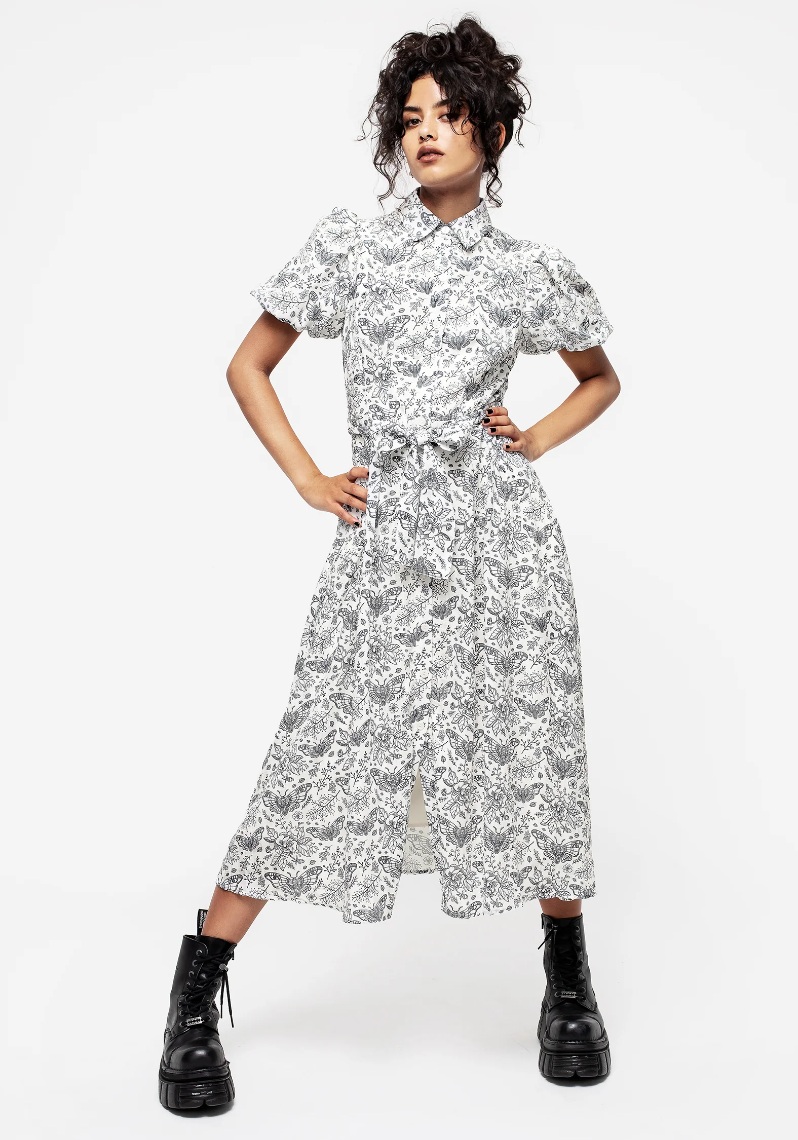 Rosamoth Chiffon Midi Shirt Dress - White - Image 4