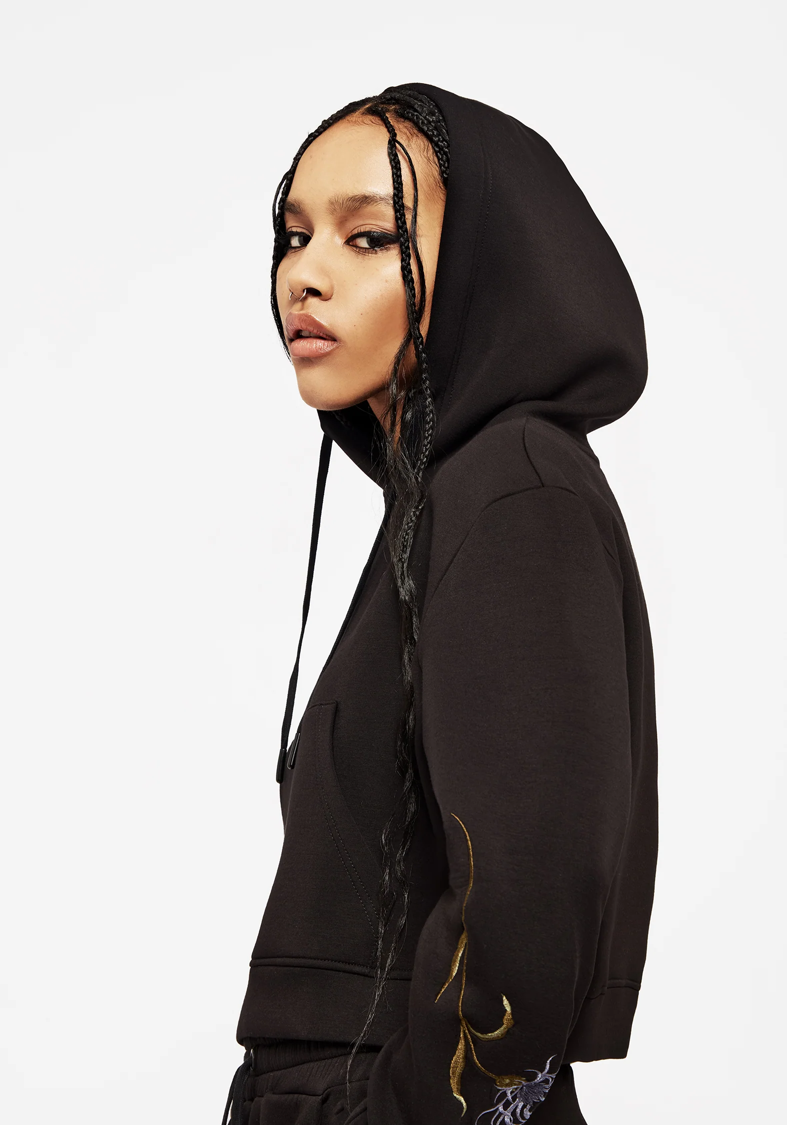 Rosanella Floral Embroidered Crop Hoody - Image 2