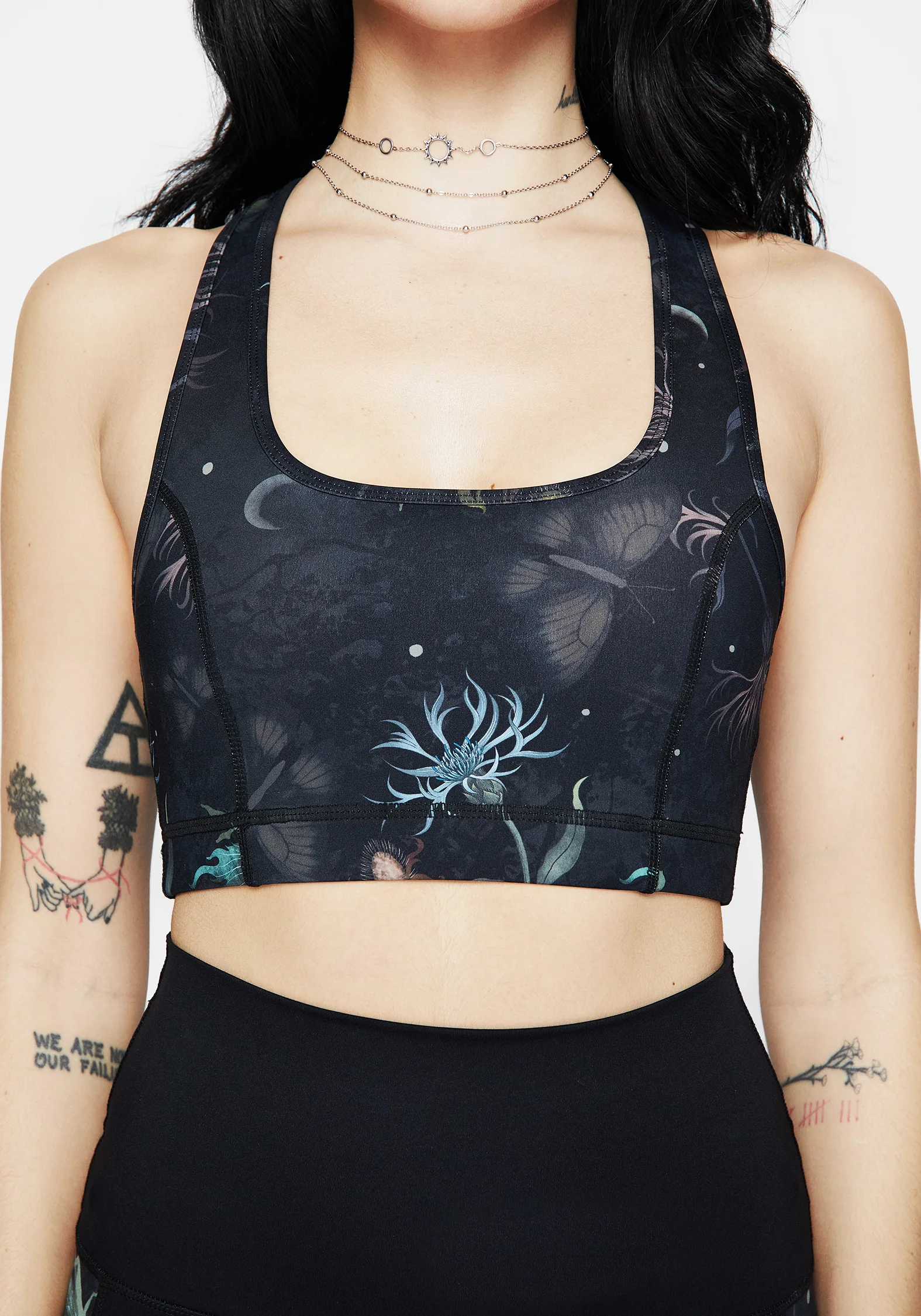 Rosanella Floral Fairy Print Racerback Athleisure Sports Bra - Image 2