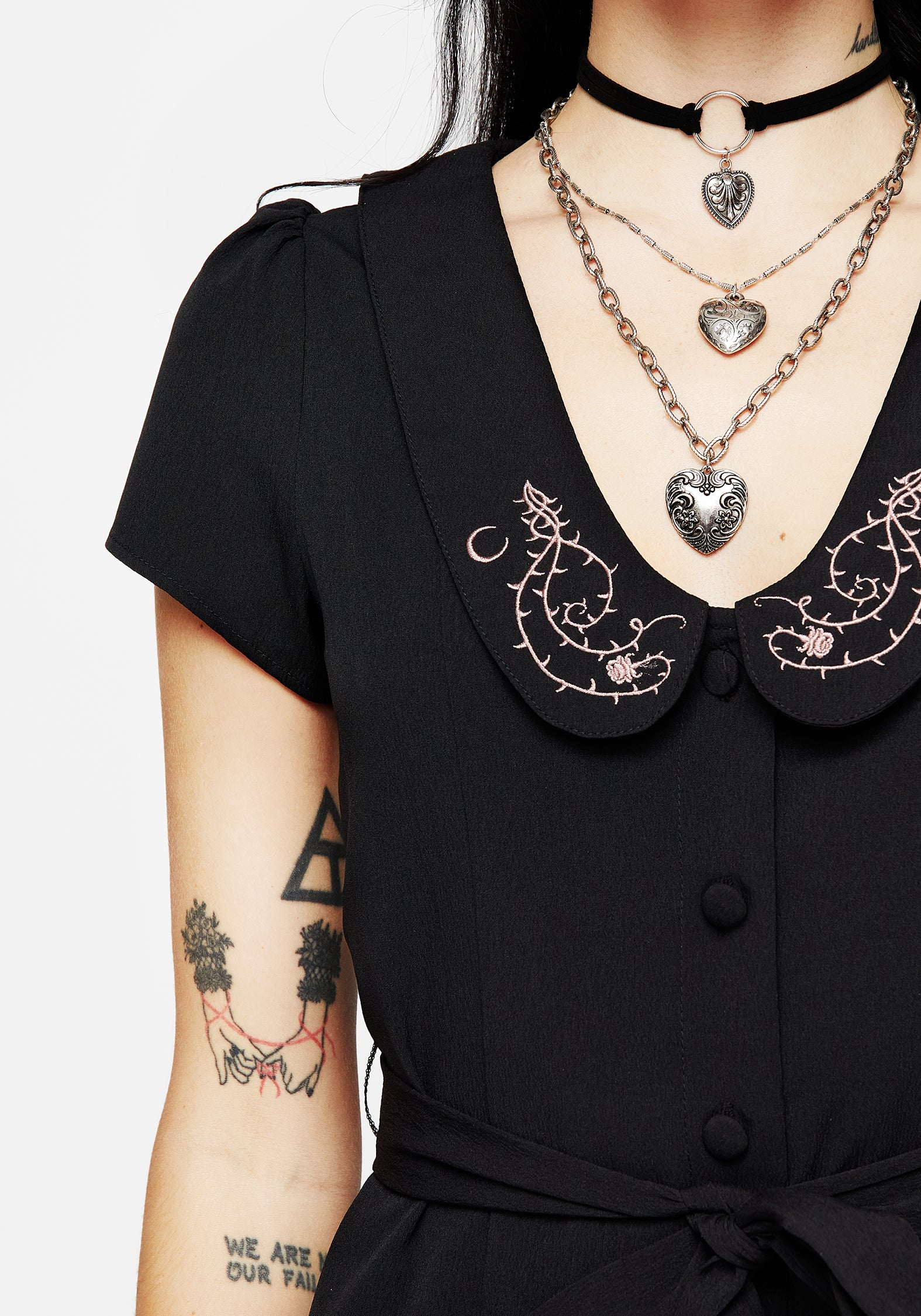 Rosethorn Embroidered Collar Mini Shirt Dress - Image 2