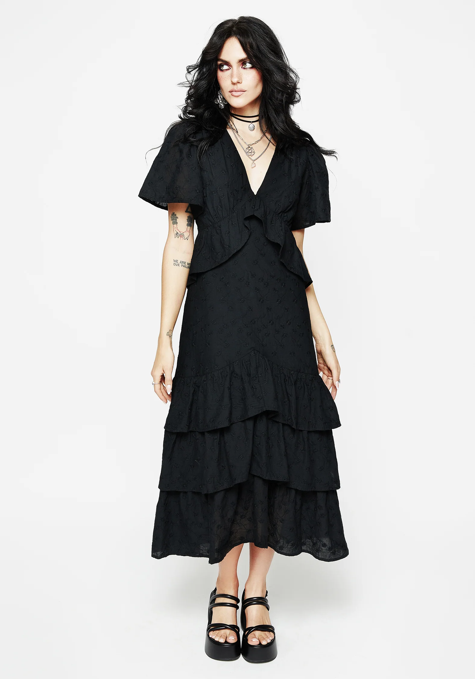 Rowena Peplum Tiered Midaxi Dress - Image 4