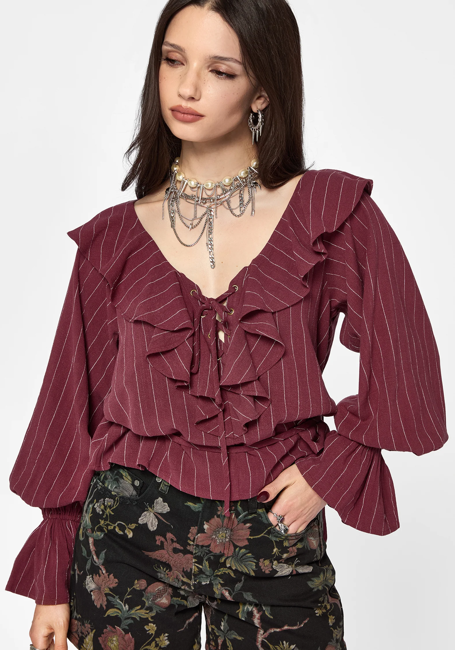 Rue Stripe Voile Pirate Blouse - Image 4