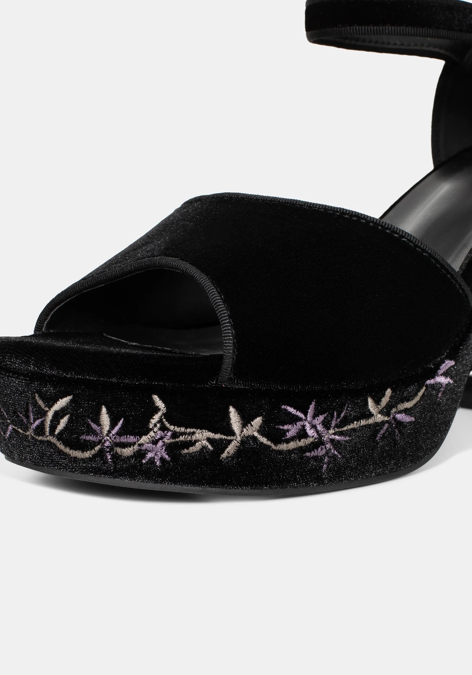 Selene Velvet Embroidered Platform Heels - Image 7