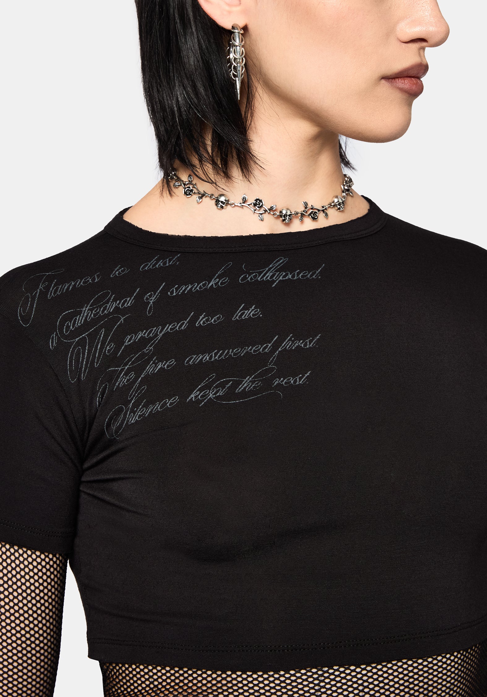 Shae Fishnet Long Sleeve Top - Image 2