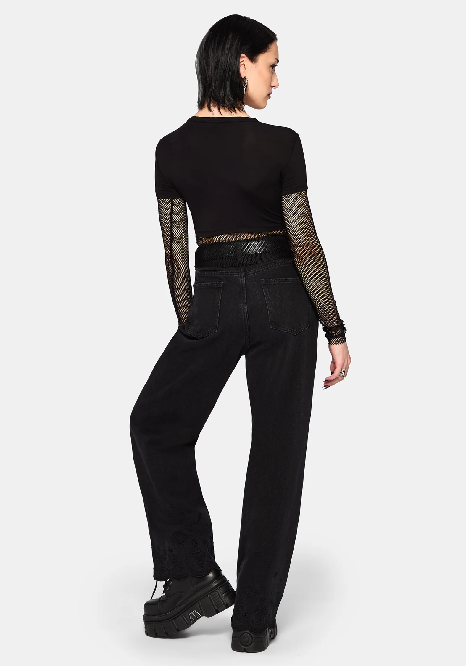 Shae Fishnet Long Sleeve Top - Image 3