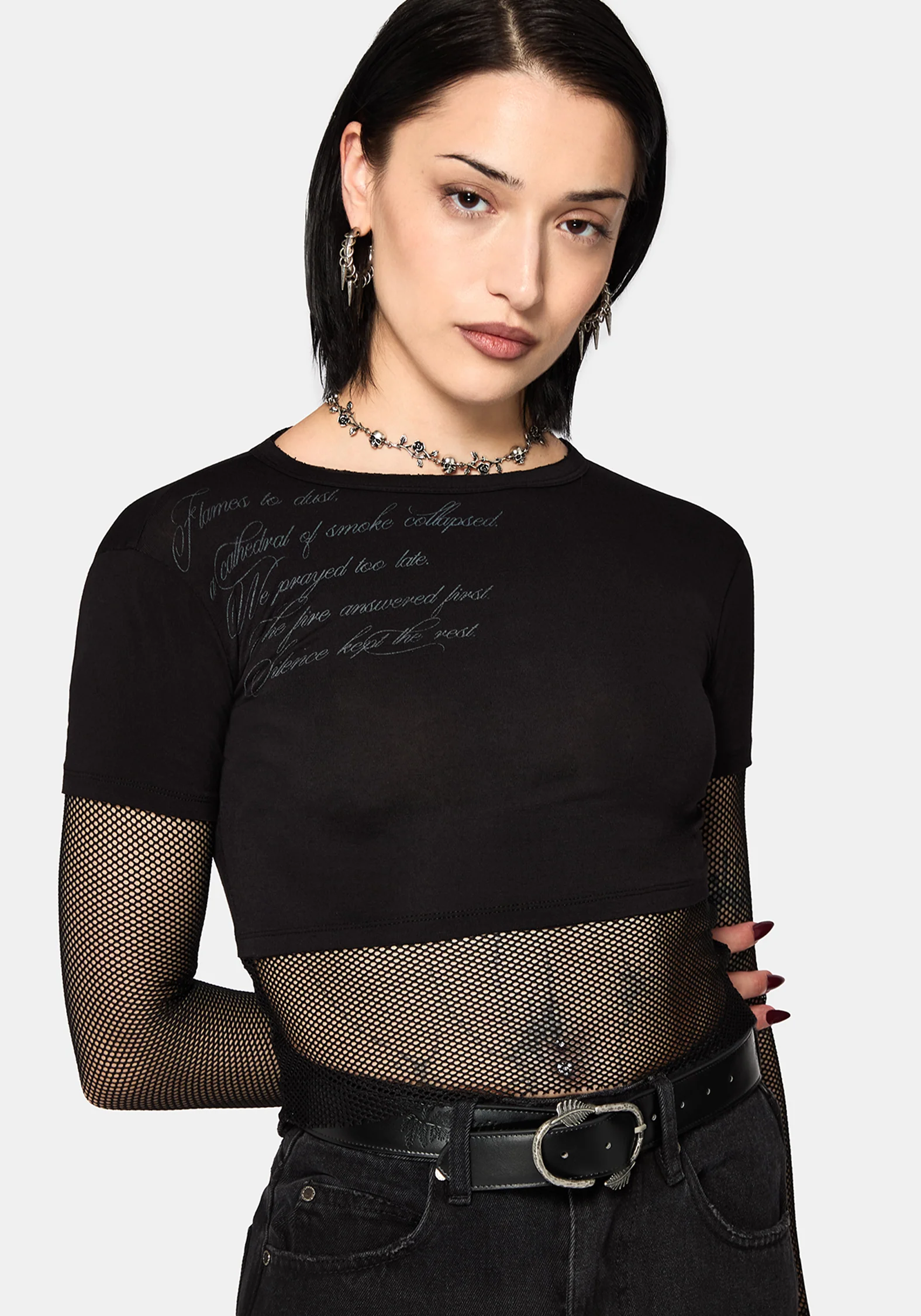 Shae Fishnet Long Sleeve Top - Image 4