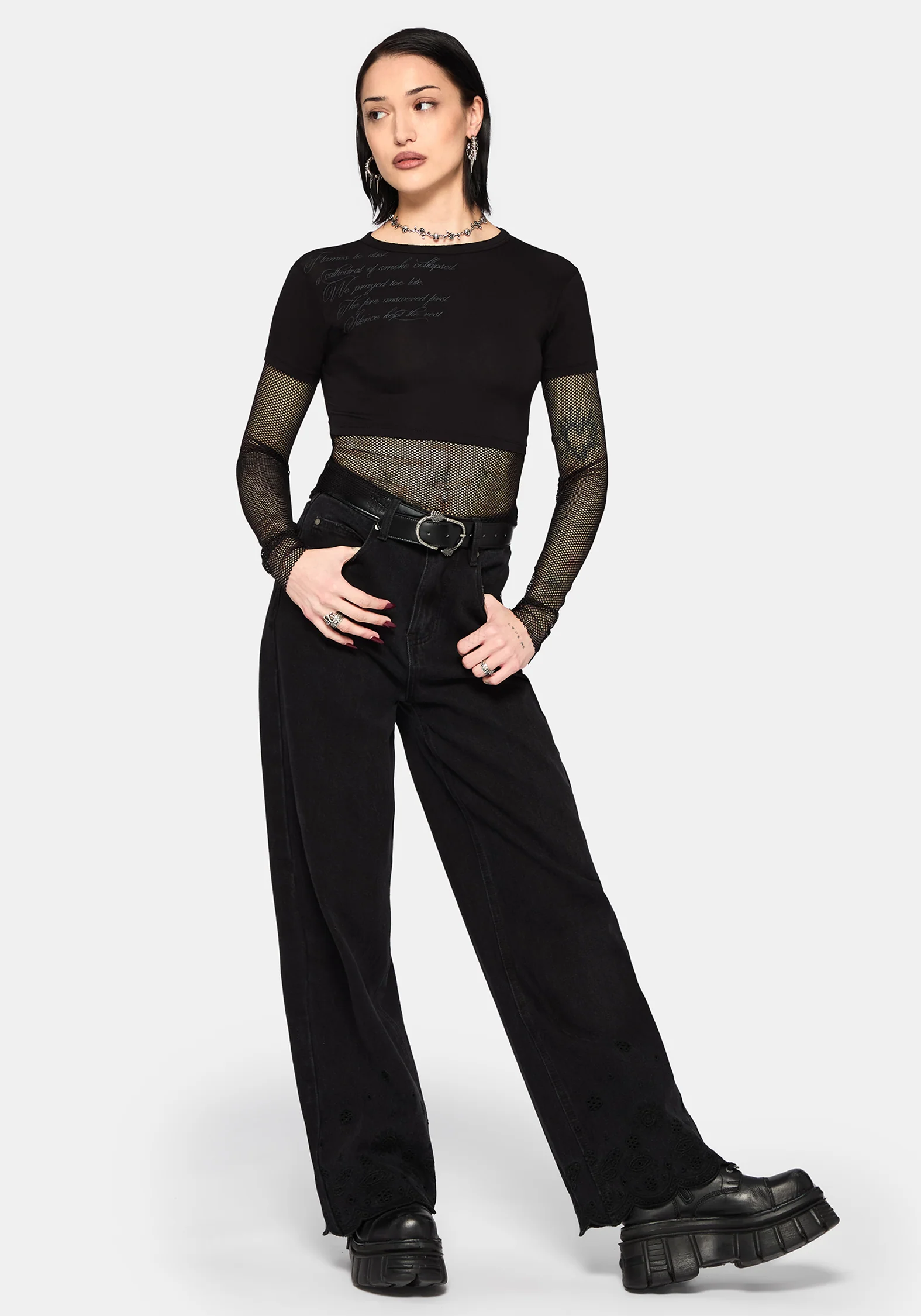 Shae Fishnet Long Sleeve Top - Image 5
