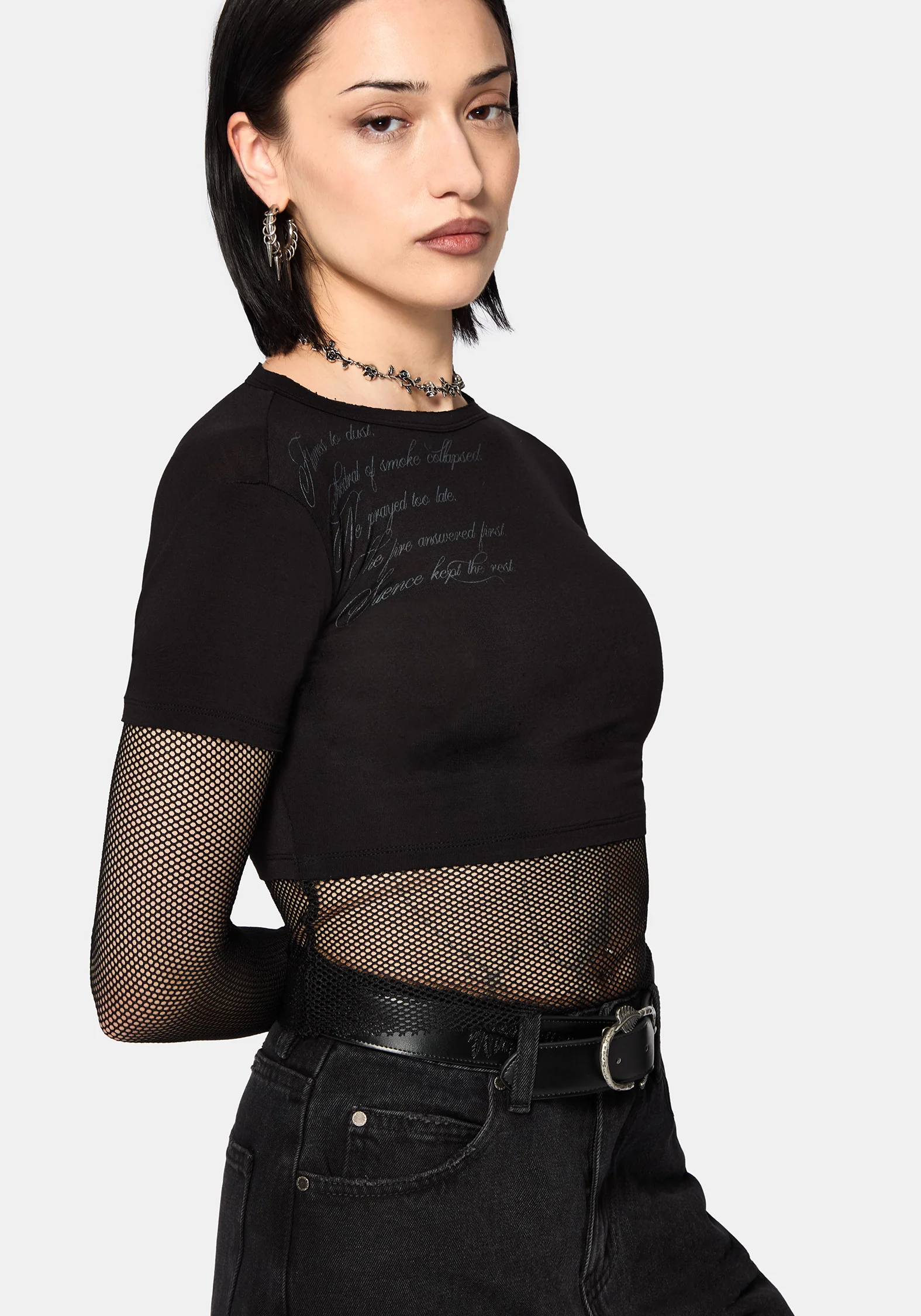 Shae Fishnet Long Sleeve Top - Image 7