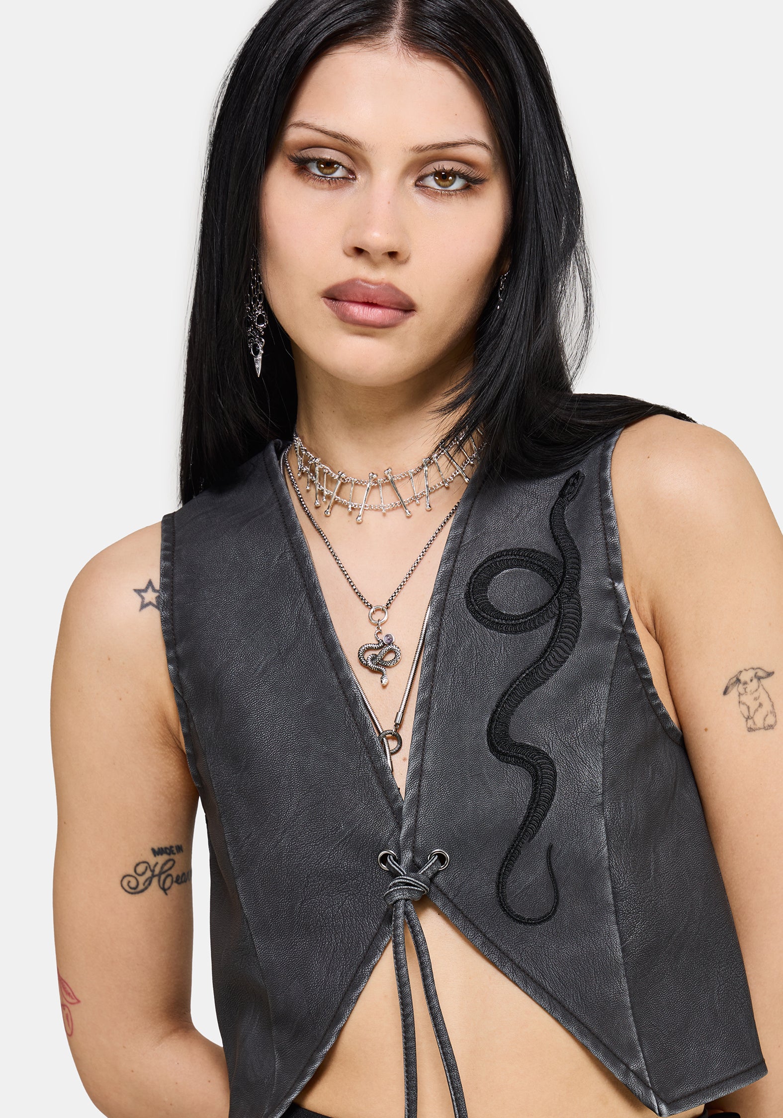 Sirrha PU Serpent Embroidered Waistcoat - Image 3