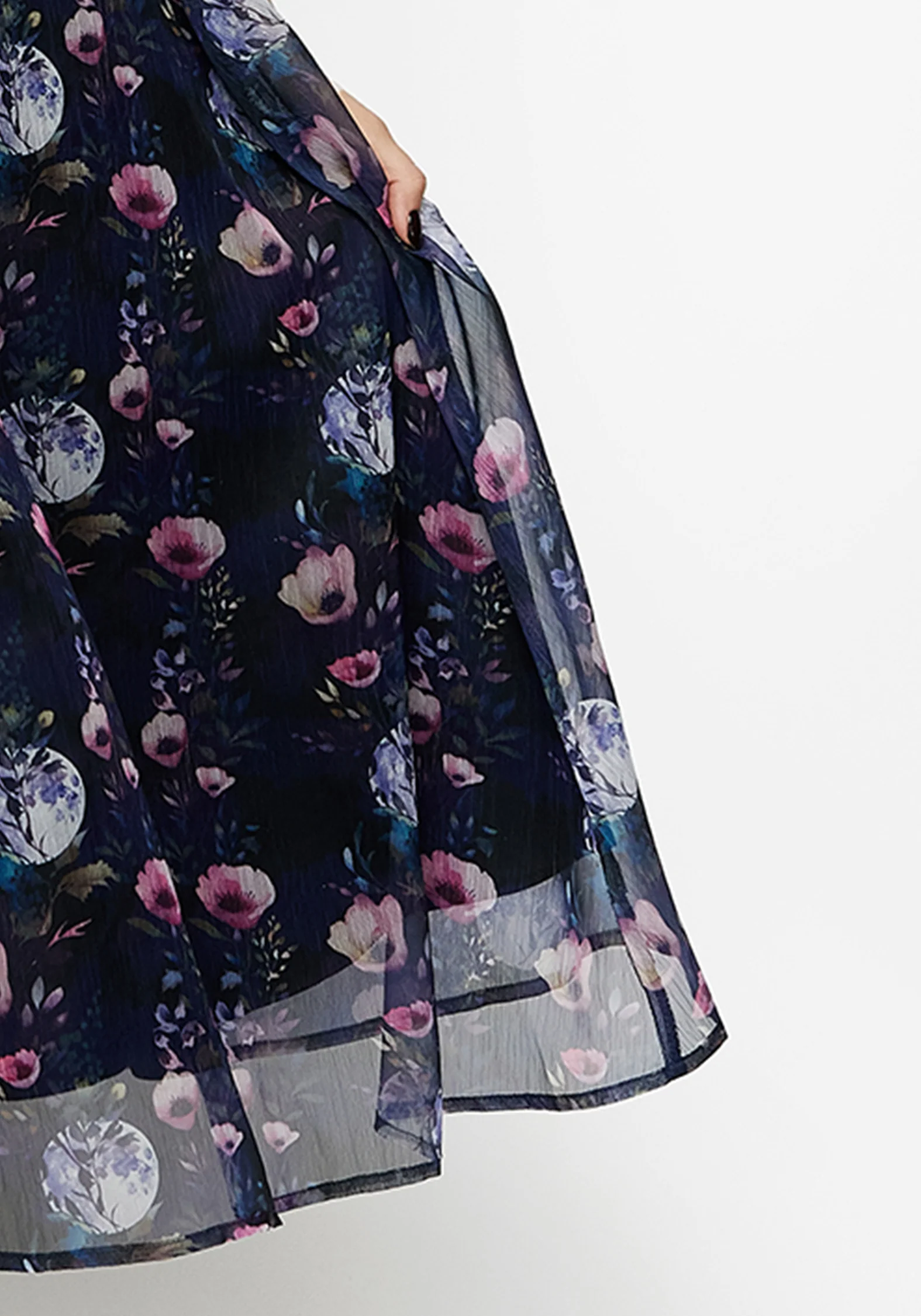 Socordia Floral Moon Chiffon Midi Skirt - Image 2