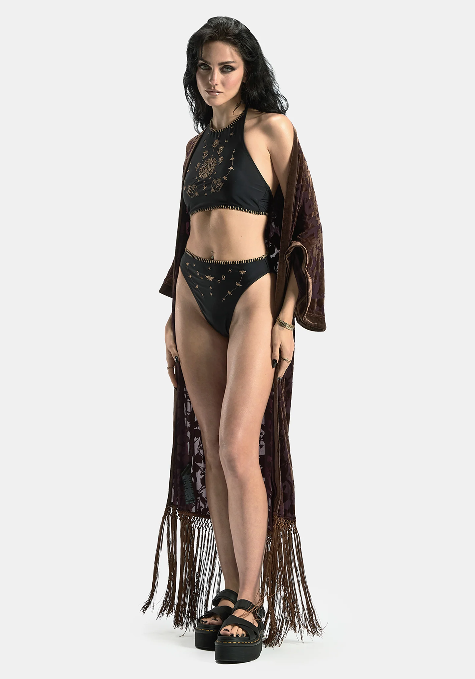 Sola Embroidered Halter Tie Back Bikini Top - Image 5
