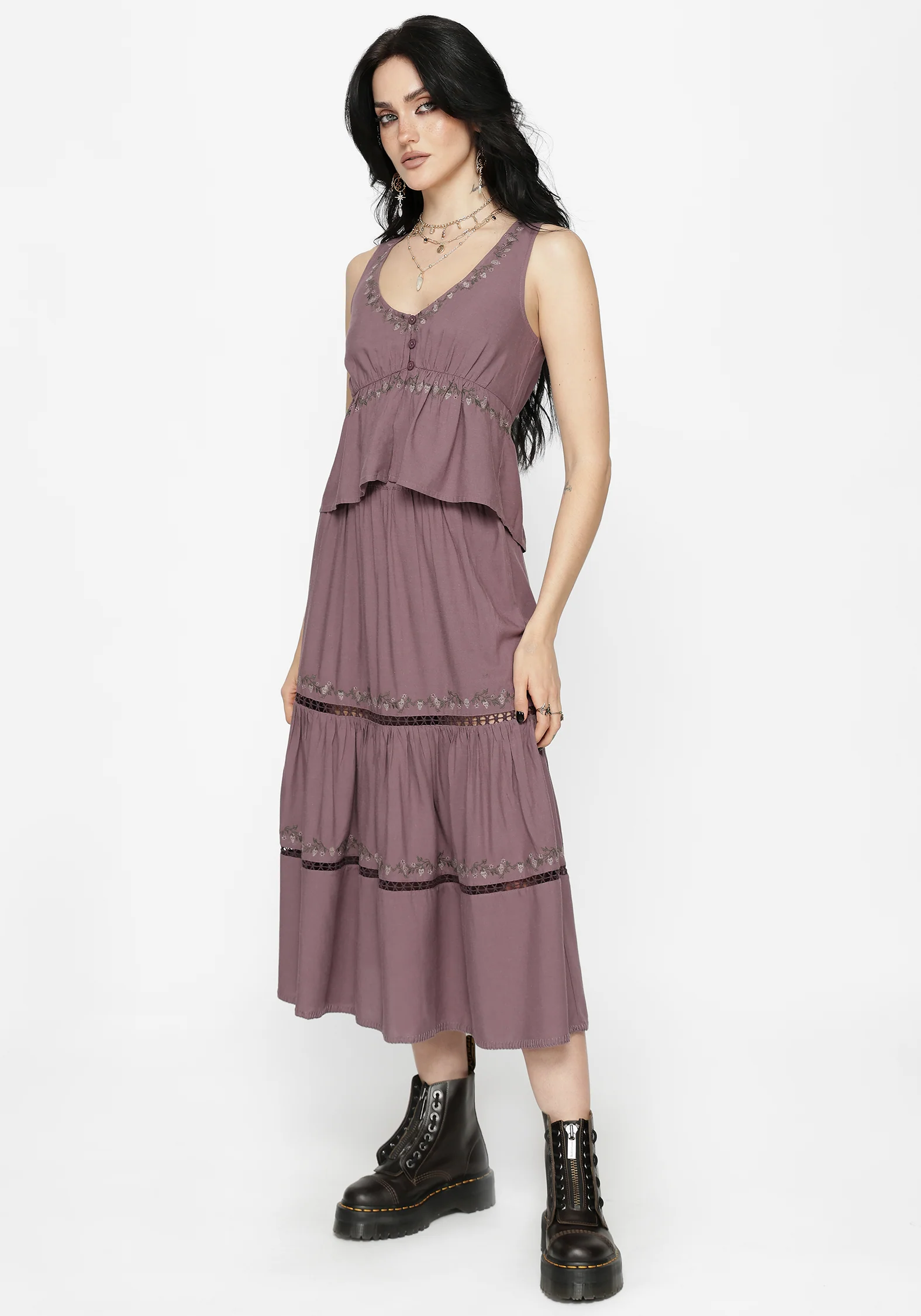 Solis Skull Embroidered Linen Babydoll Cami - Image 2