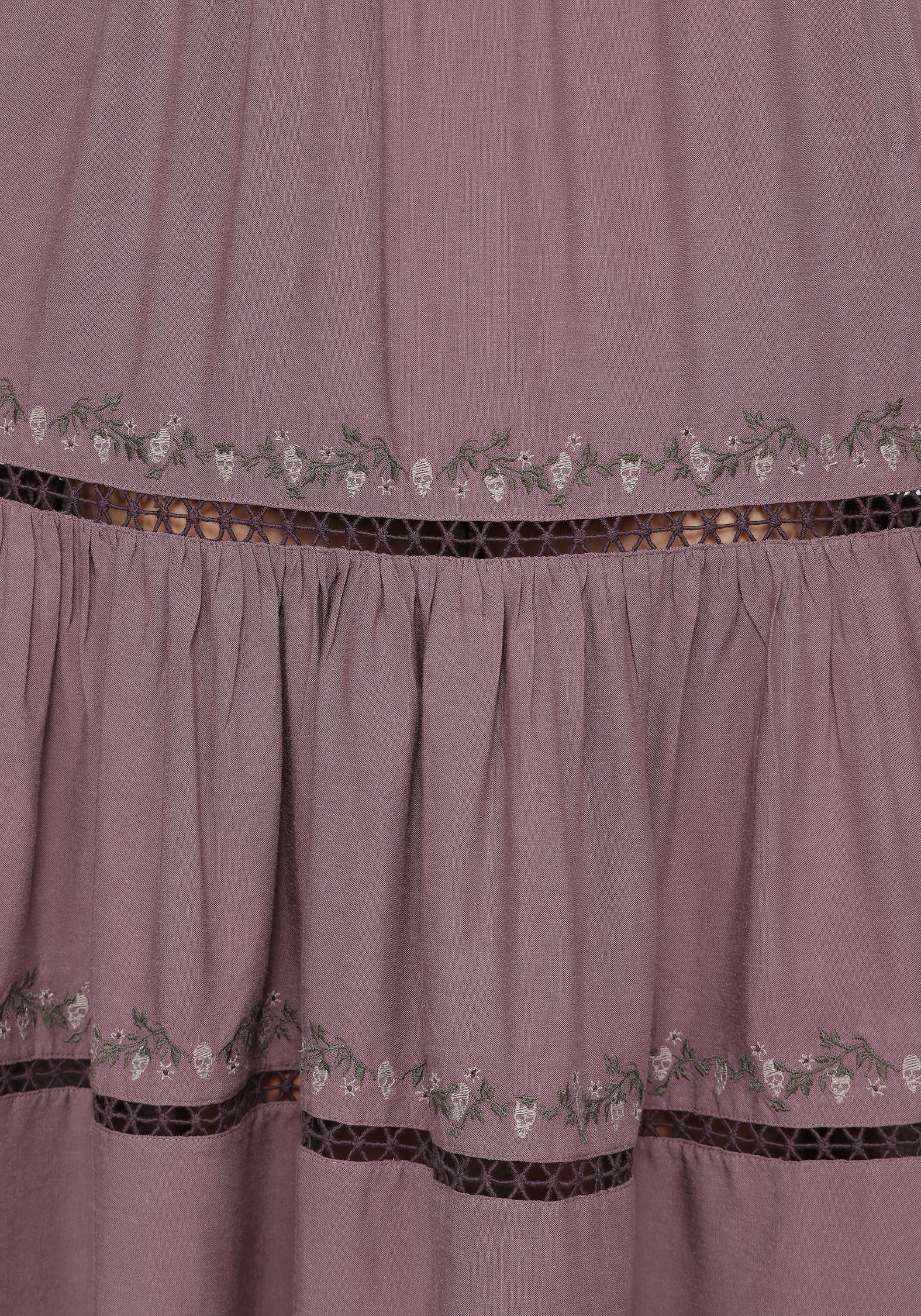 Solis Skull Embroidered Linen Midi Skirt - Image 4