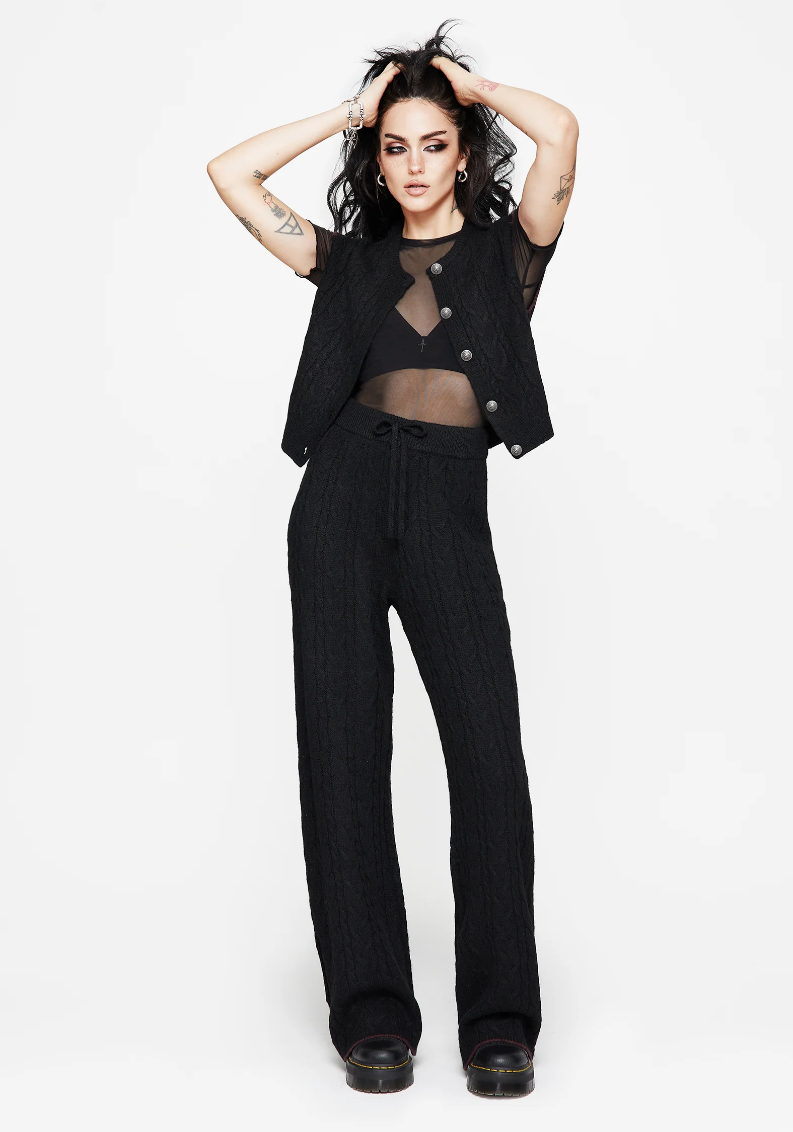 Sophia Cable Knit Wide Leg Trouser - Image 6