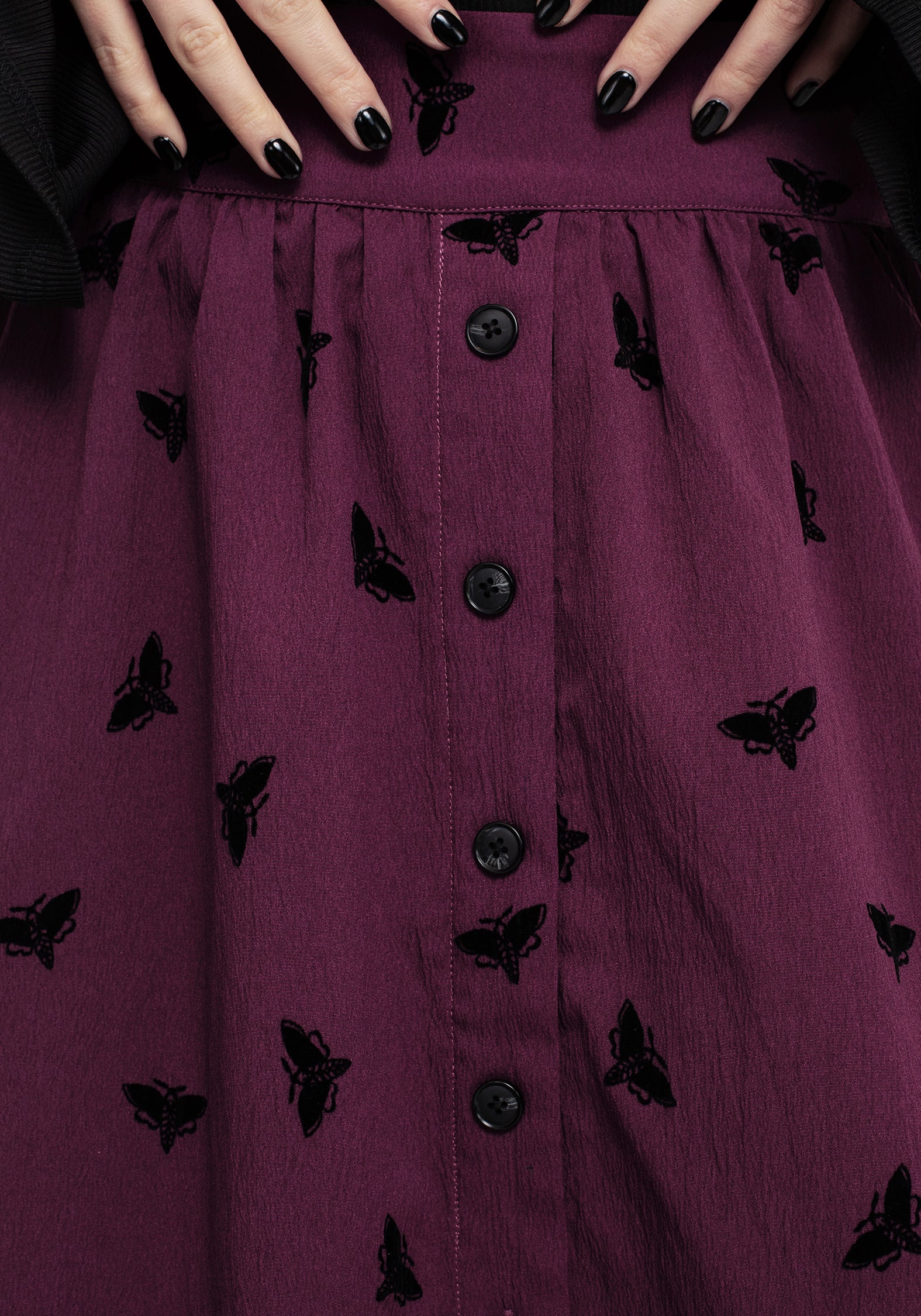Styx Moth Flocked Velour Print Midi Skirt - Image 2