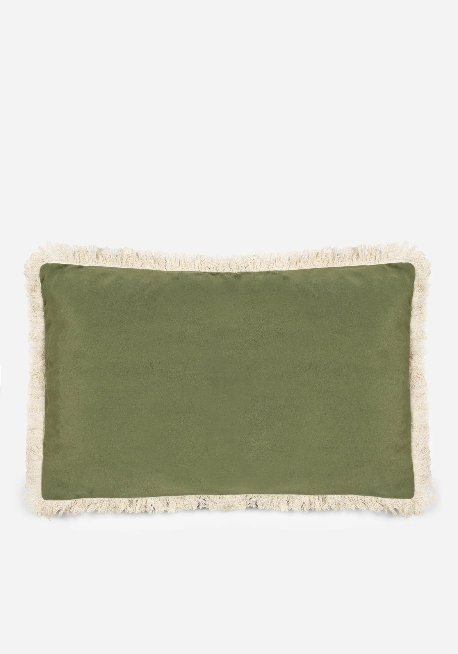 Swamplife Embroidered Velour Rectangle Fringe Cushion - Image 3