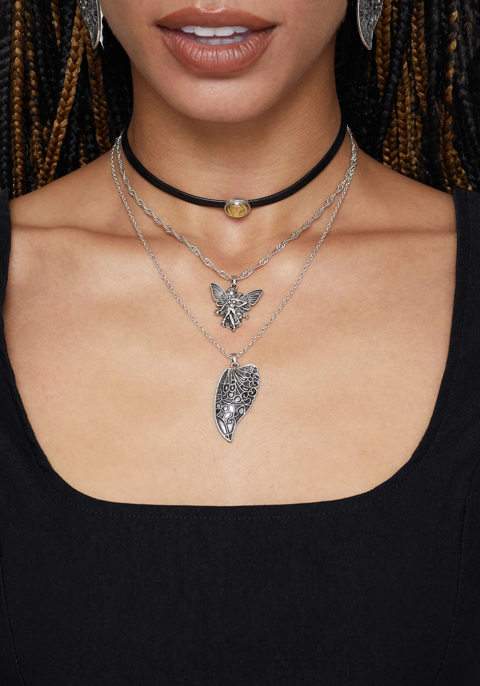 Sylvaine Fairy Trapped Flower Layered Necklace