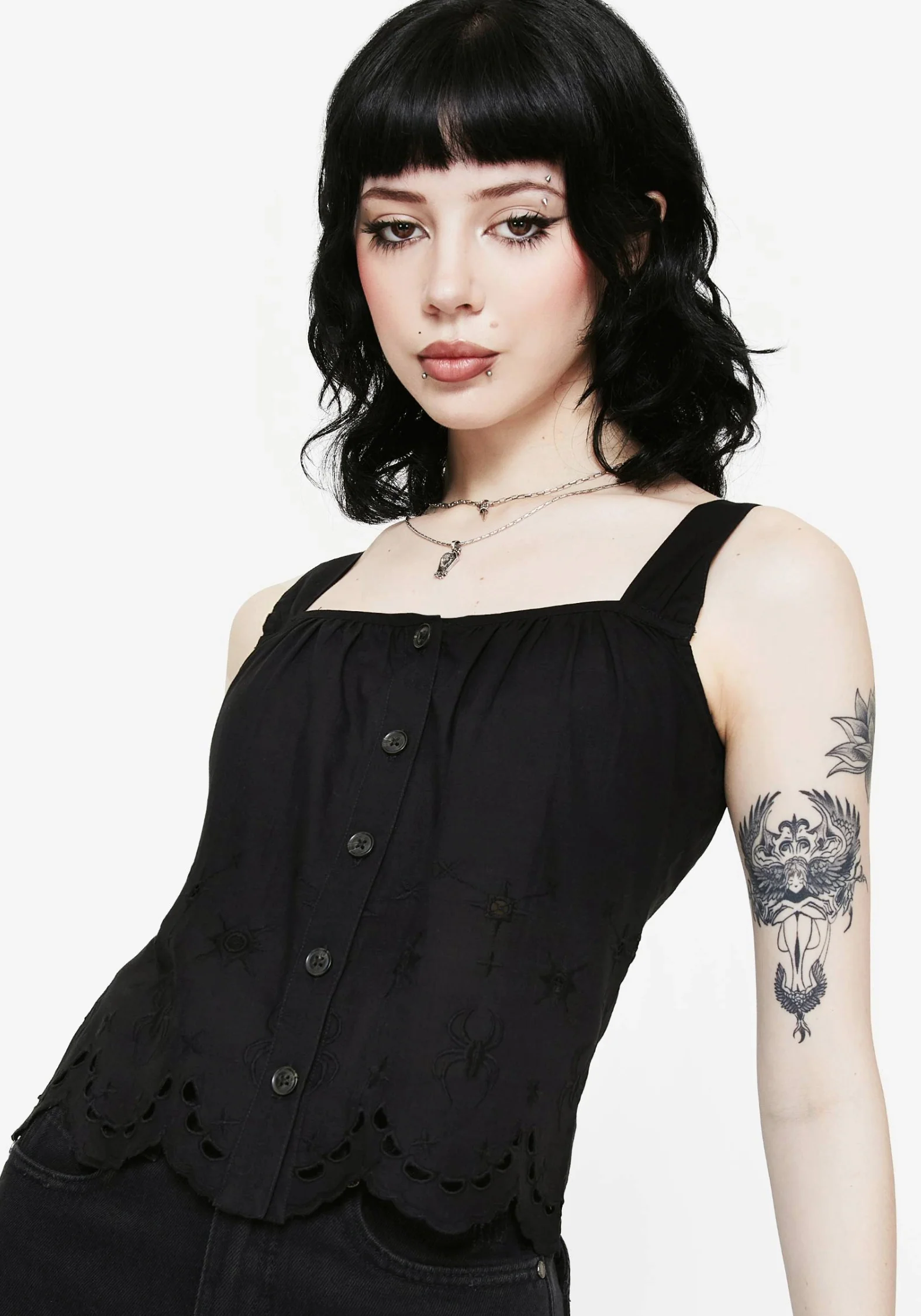 Synthweb Cotton Broderie Hem Cami Top