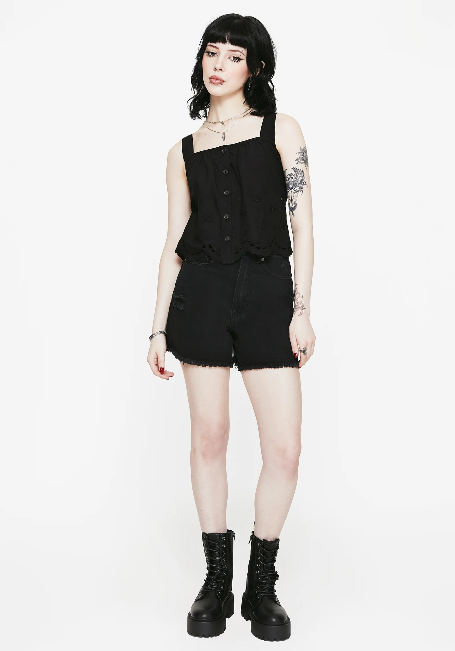 Synthweb Cotton Broderie Hem Cami Top - Image 4