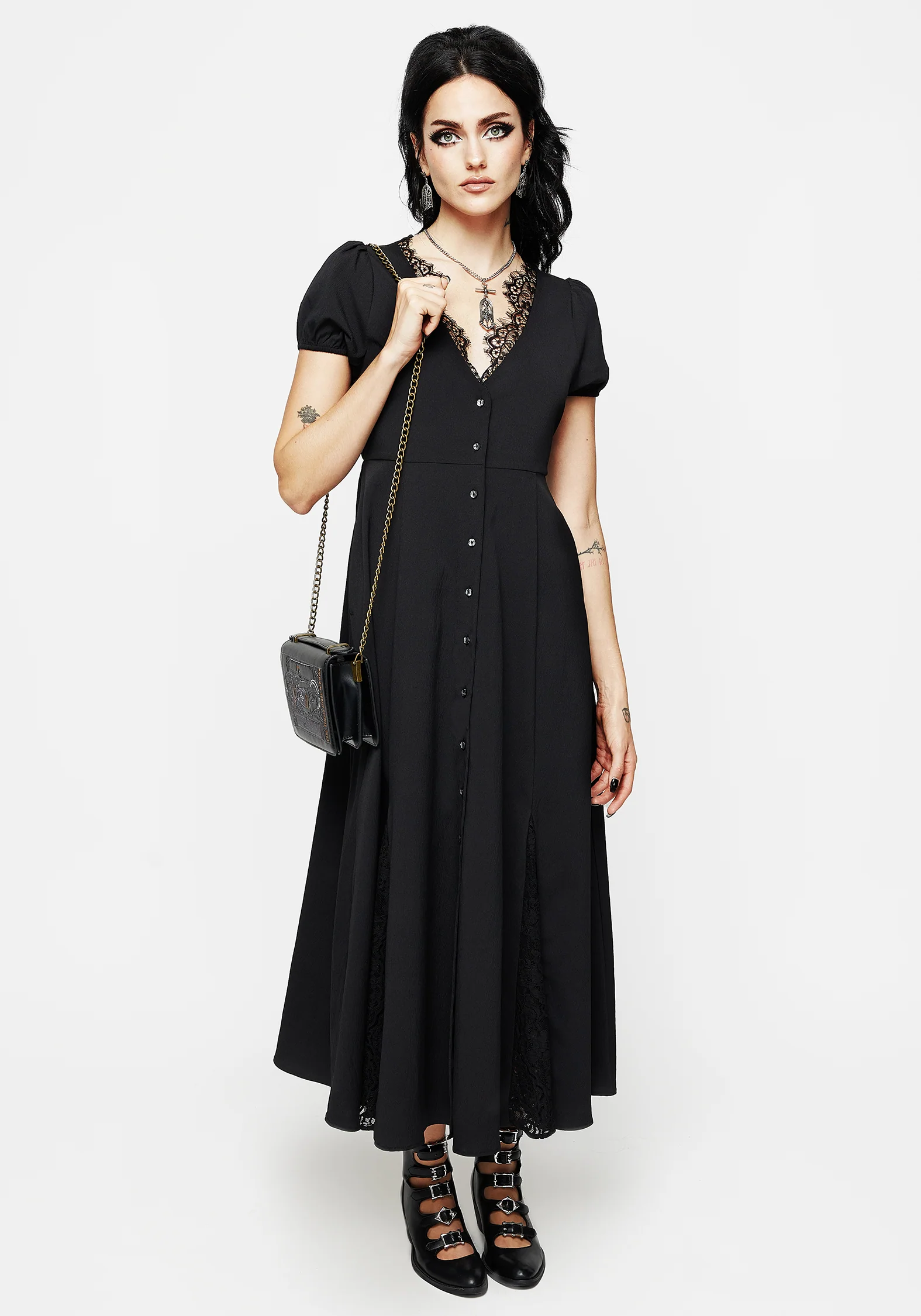 Taissa Floral Lace Button Up Midaxi Dress - Image 3