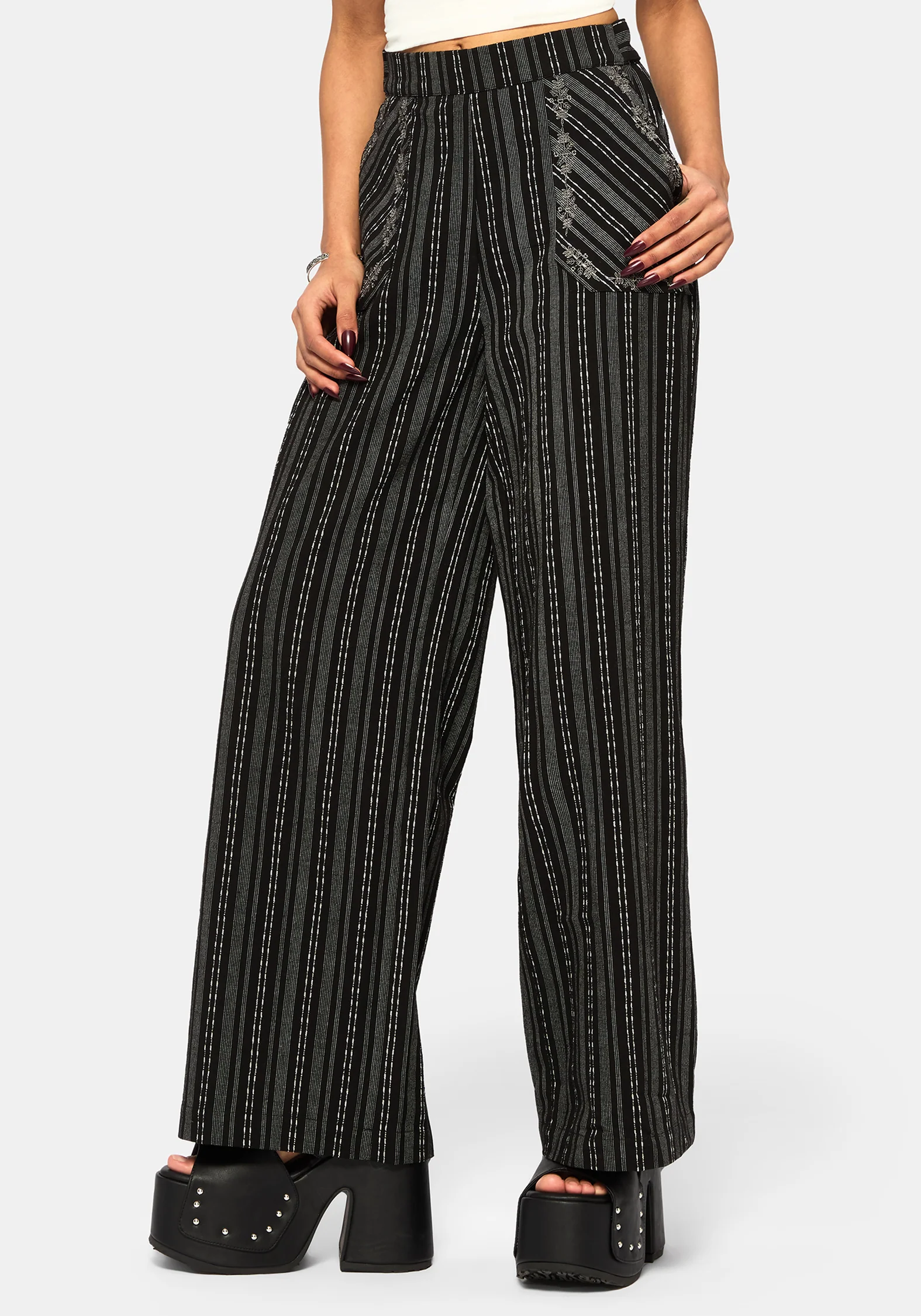 Tate Stripe Wide Leg Trousers - Image 6