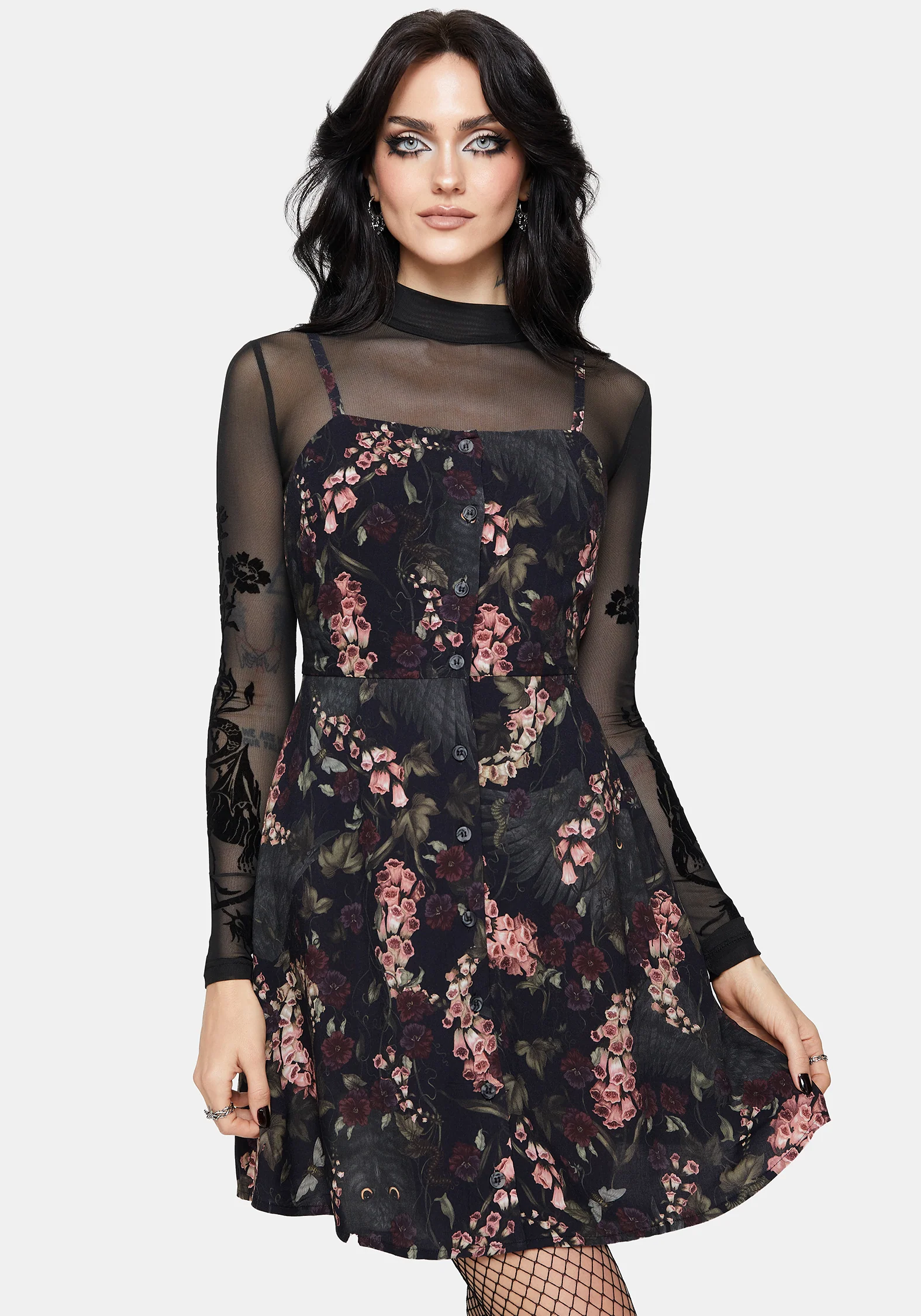Tessa Flocked Mesh Long Sleeved Bodysuit - Image 8