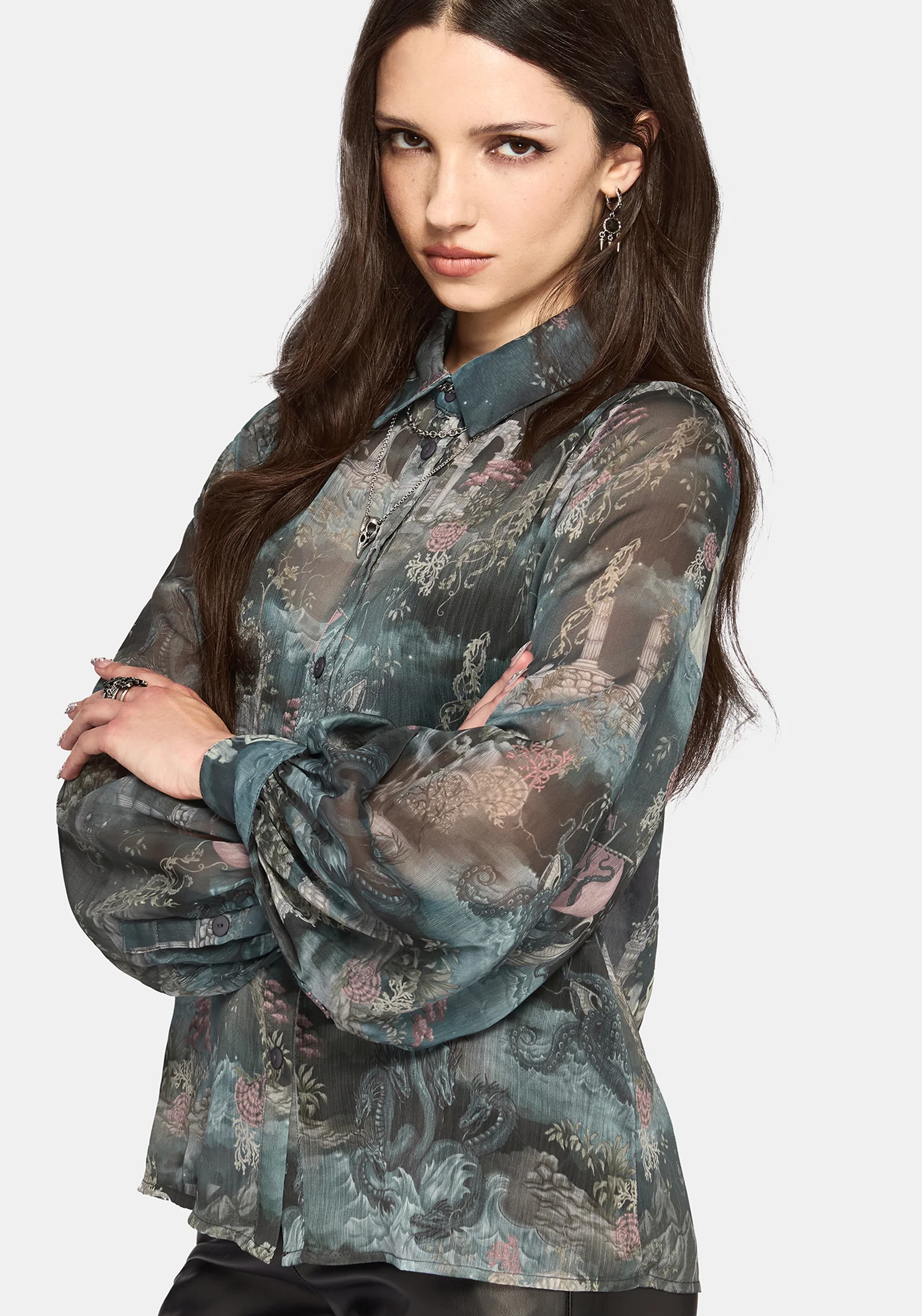 Thalassa Print Chiffon Shirt - Image 4
