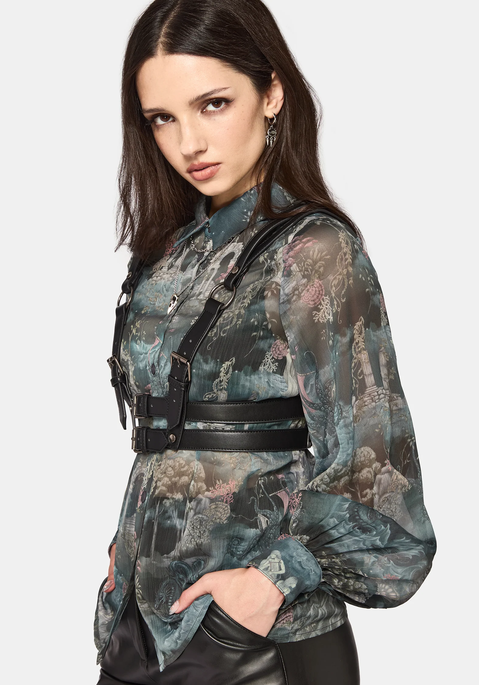 Thalassa Print Chiffon Shirt - Image 6