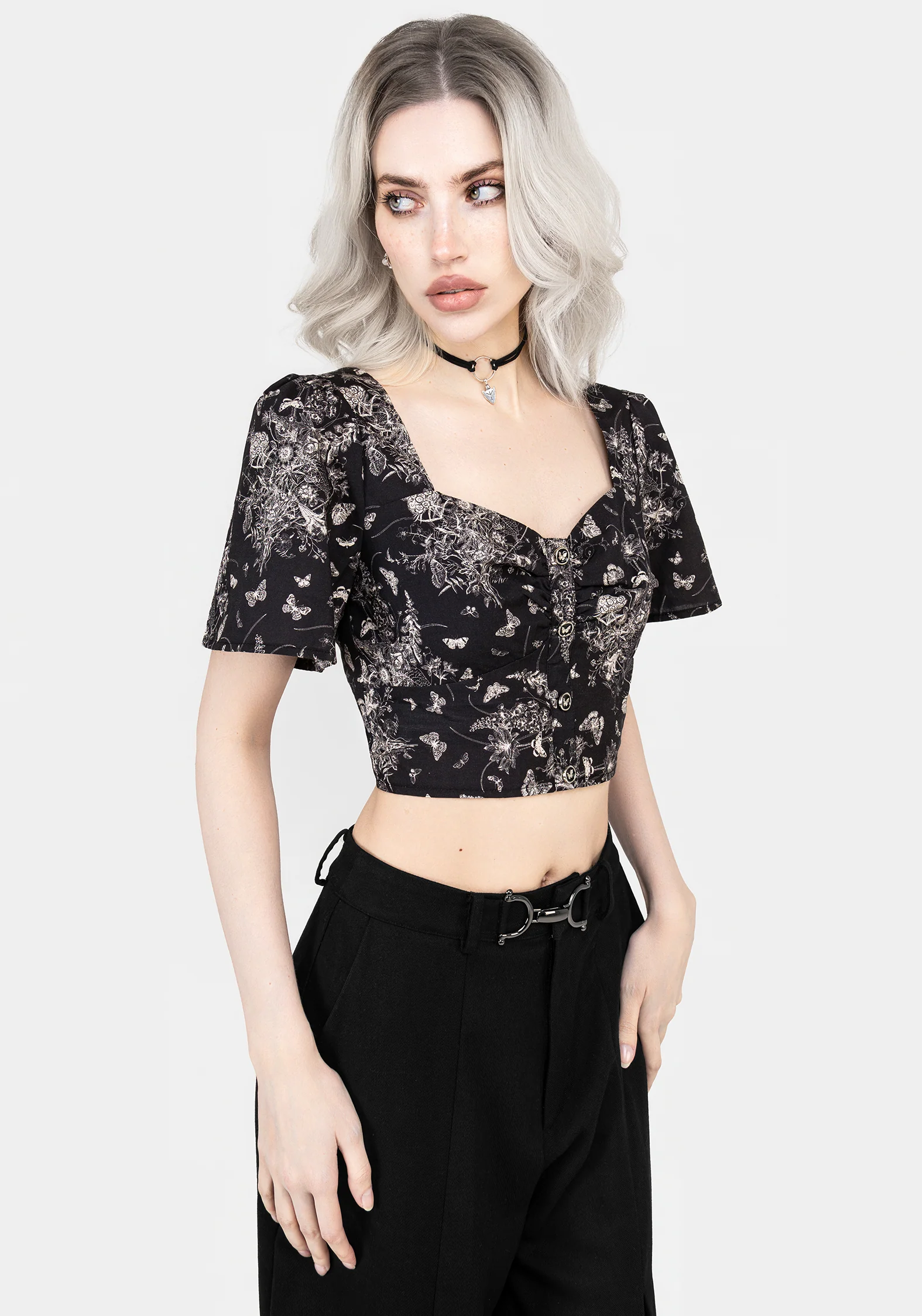 Thalia Button Front Crop Top - Image 5