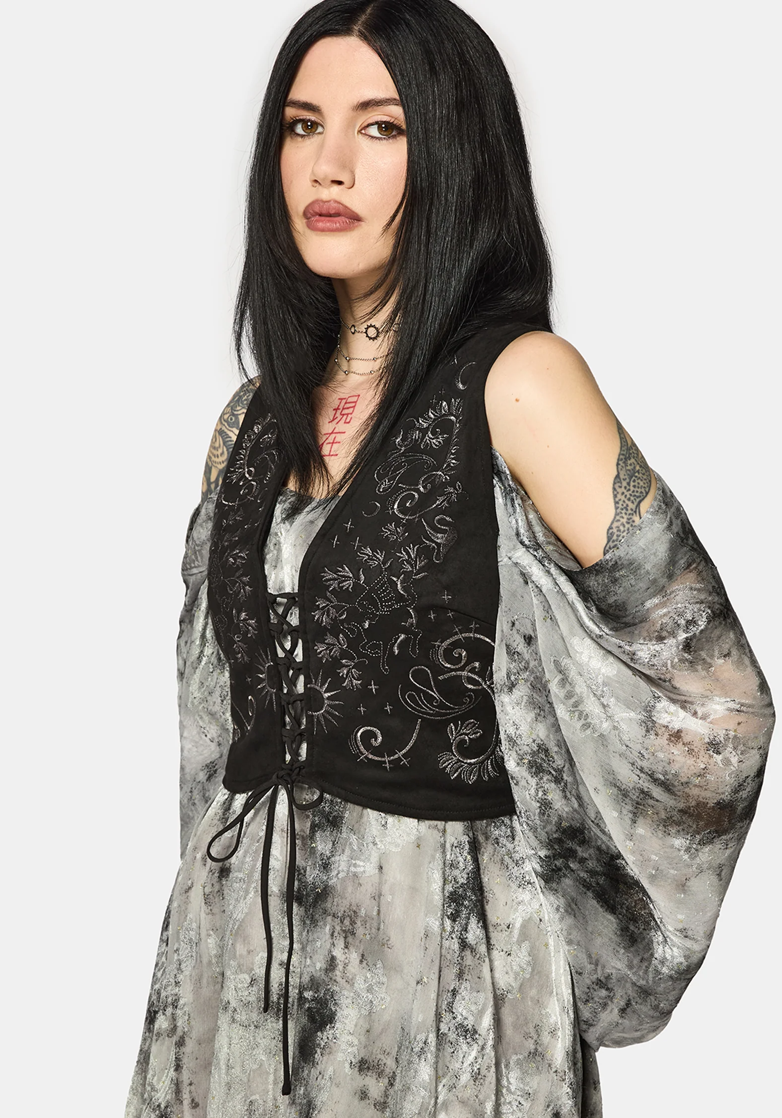 Thorn Bloom Embellished Suede Waistcoat - Image 4