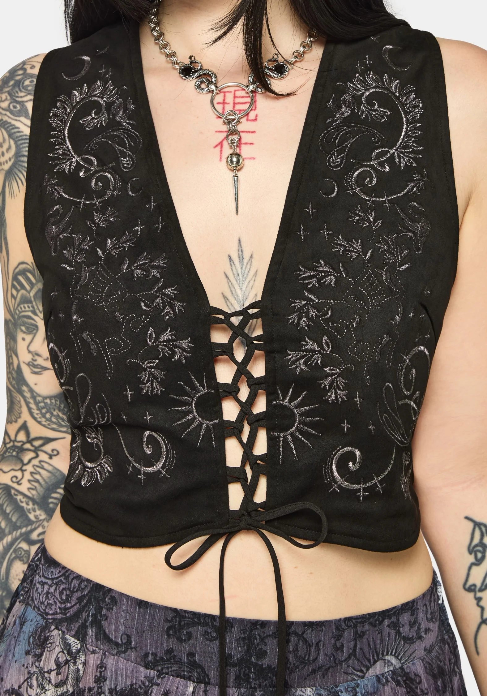 Thorn Bloom Embellished Suede Waistcoat - Image 5