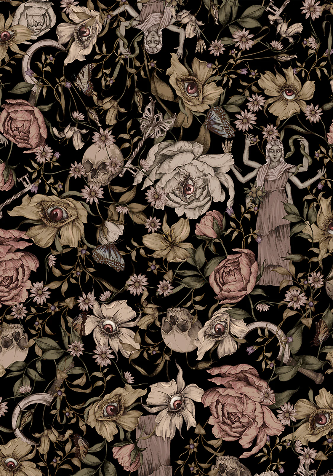 Triple Goddess Print Milkmaid Midi Dress - Image 6