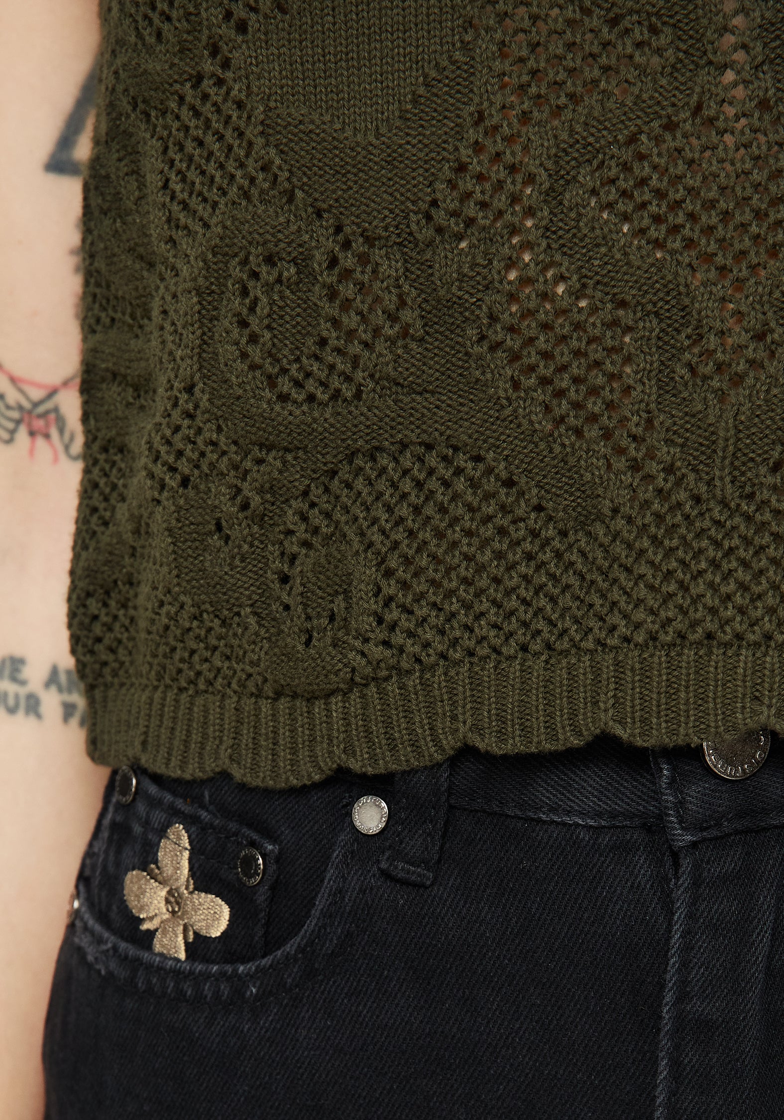 Tulip Jacquard Knit Crop Top - Image 2