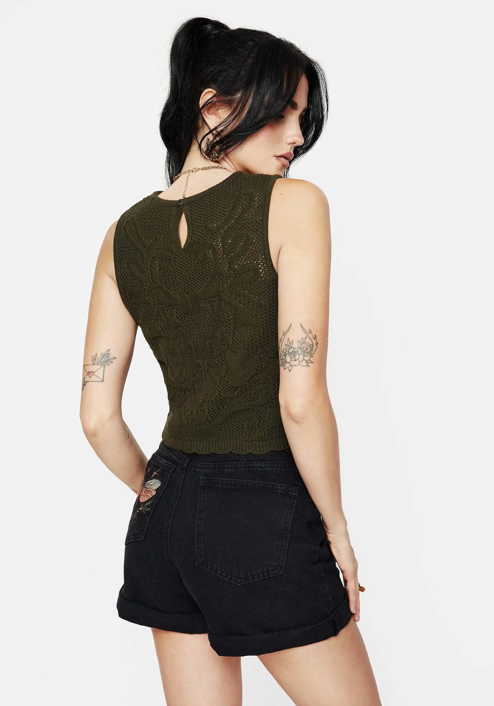 Tulip Jacquard Knit Crop Top - Image 3