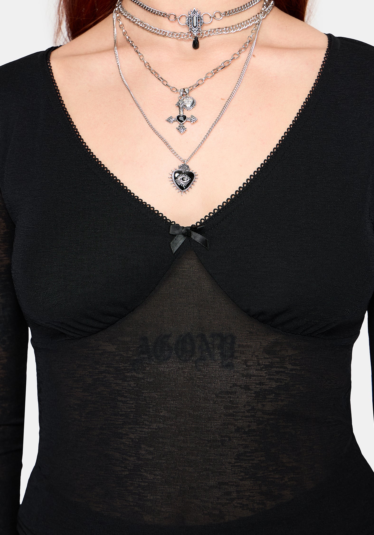 Verity Mesh V Neck Top - Image 2