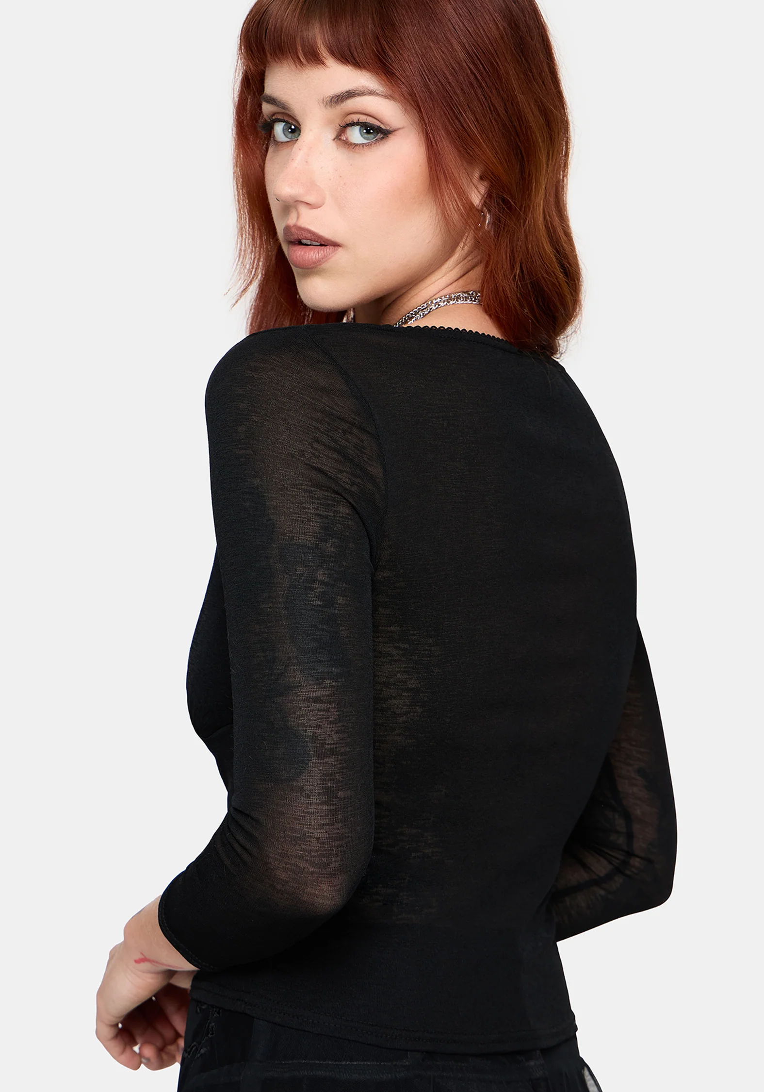 Verity Mesh V Neck Top - Image 3