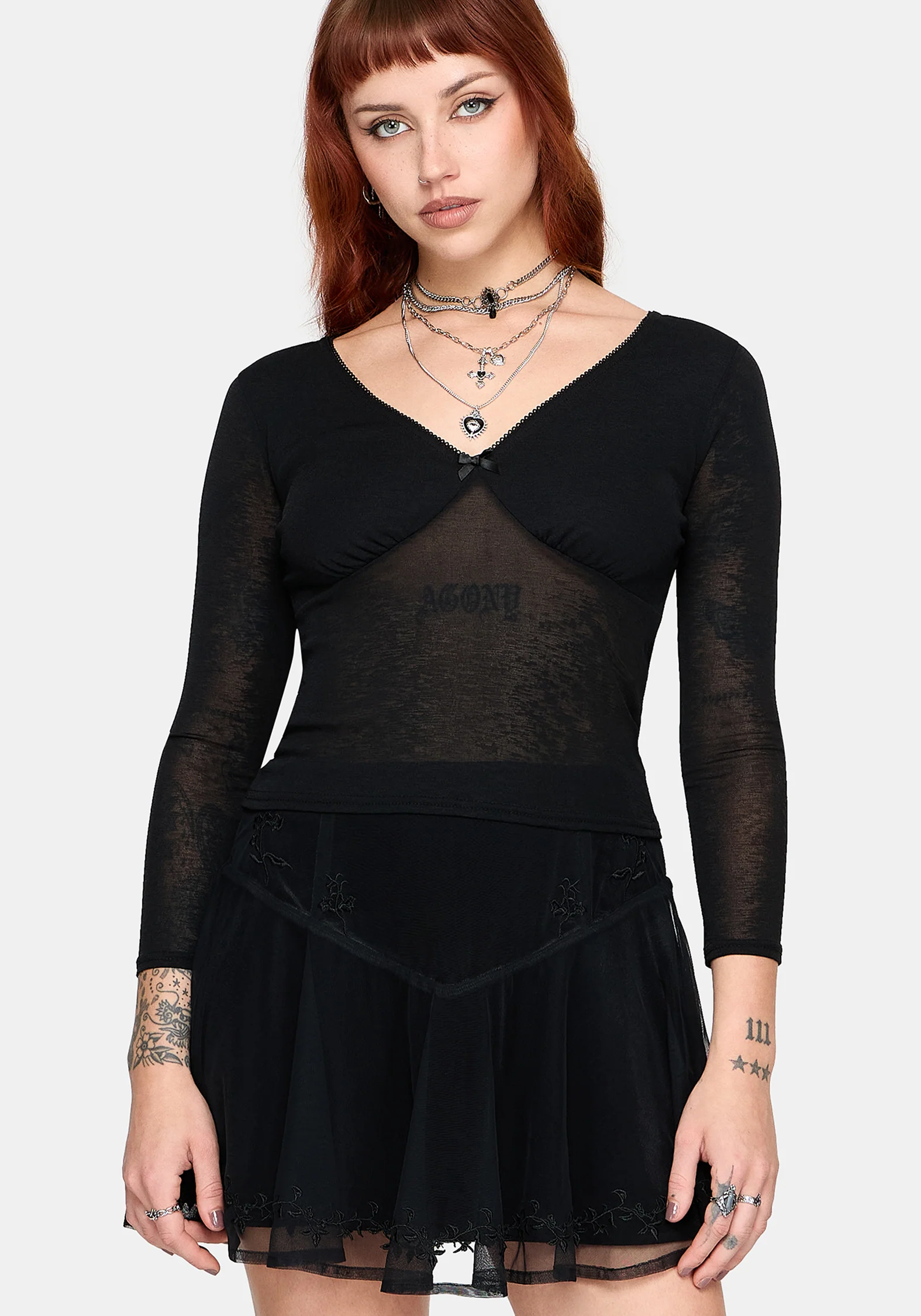 Verity Mesh V Neck Top - Image 5