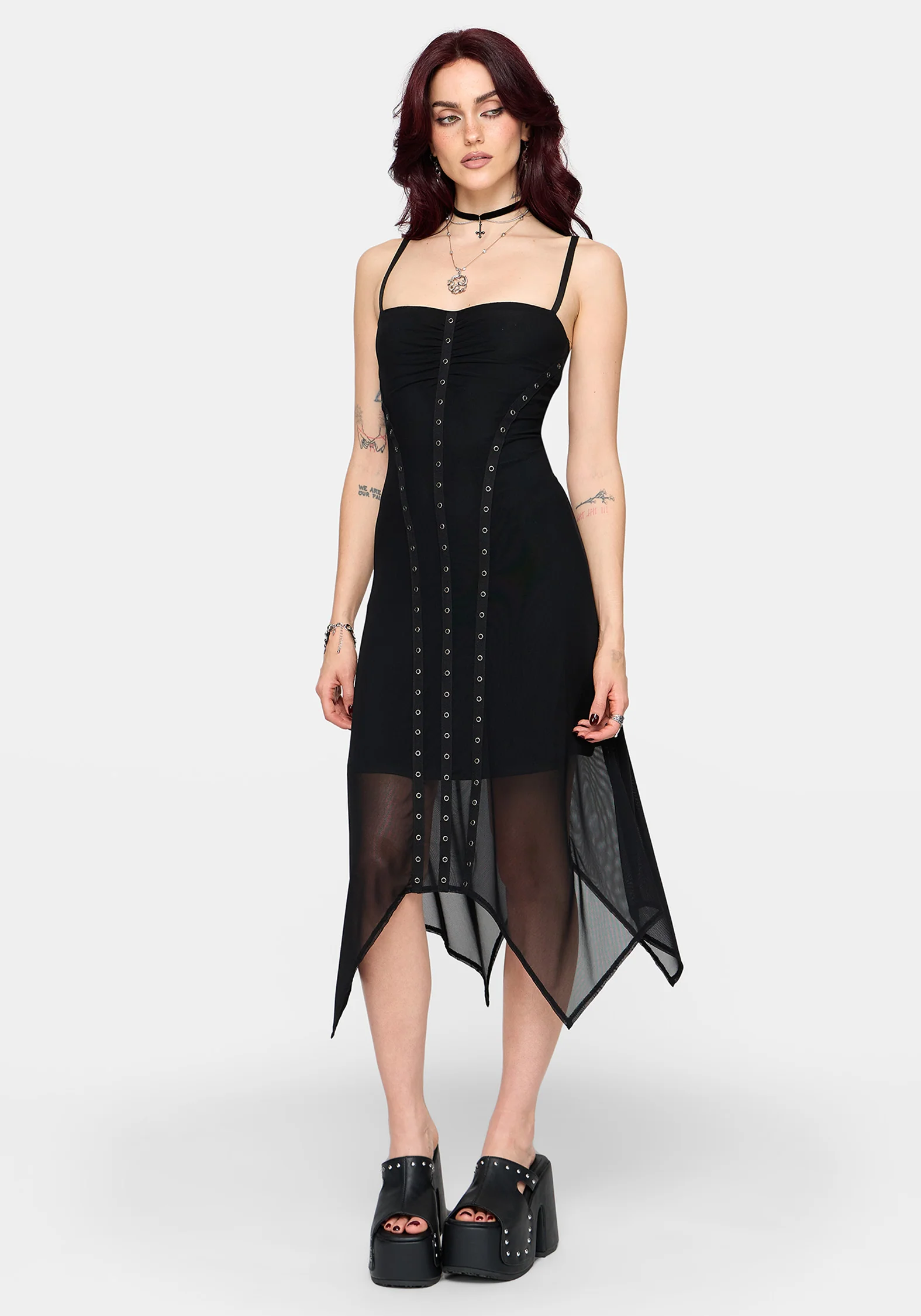 Virella Eyelet Detail Mesh Cami Midaxi Dress - Image 5