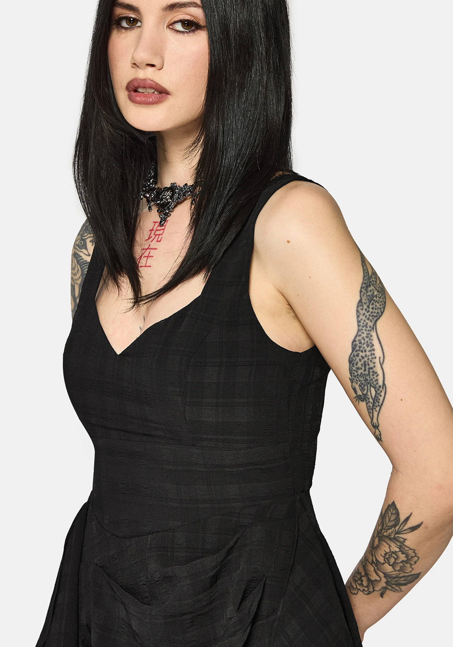 Vivienne Checked Ruched Mini Dress - Image 6