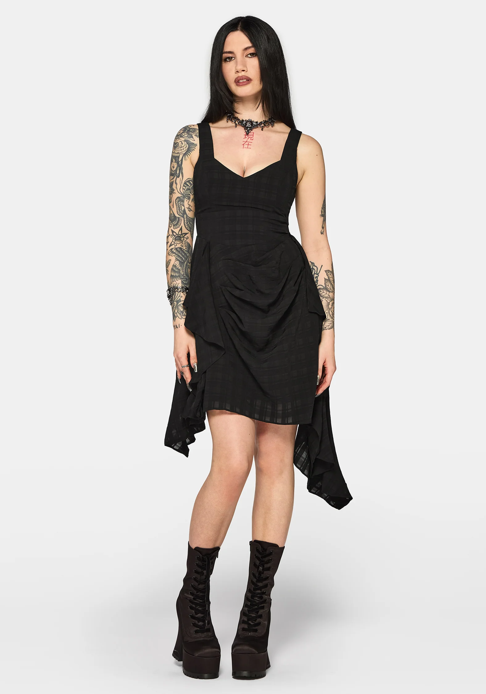 Vivienne Checked Ruched Mini Dress - Image 7