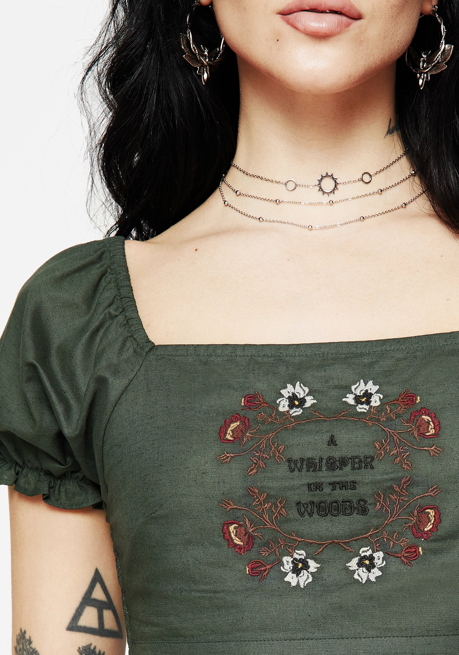 Whisper Embroidered Linen-Blend Smock Crop Top - Image 2