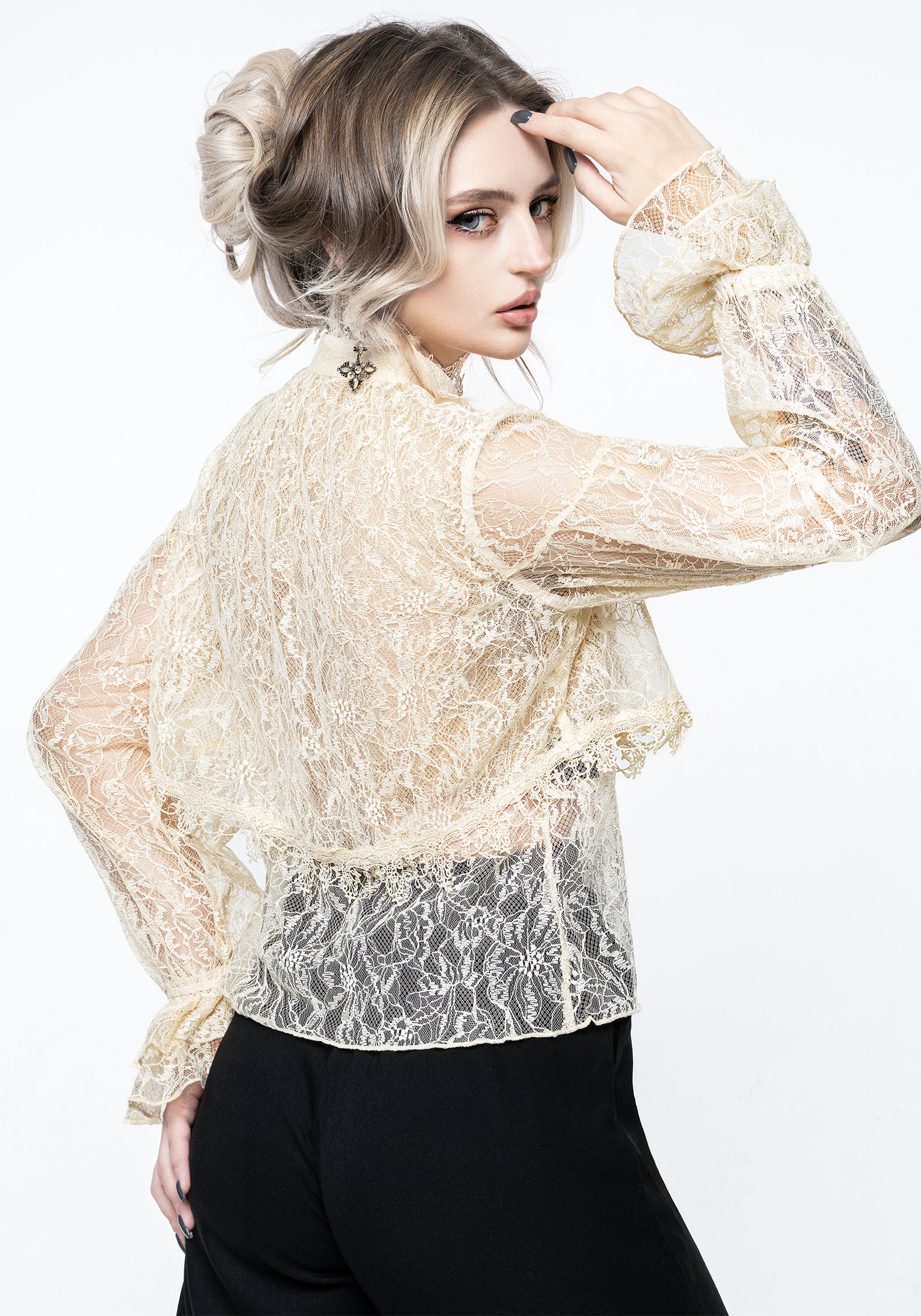 Wither Floral Lace Blouse Top - Image 3