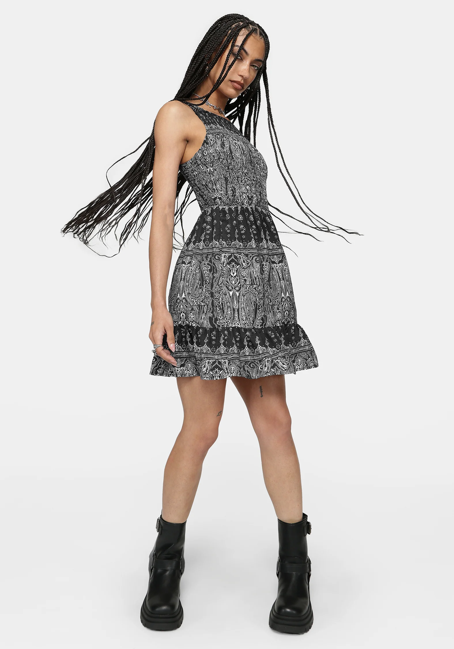 Zelira Paisley Shirred Mini Dress - Image 7